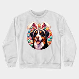 Easter Joy with Entlebucher Mountain Dog in Bunny Ears Crewneck Sweatshirt